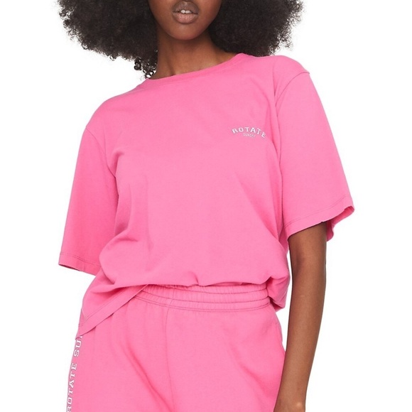 Rotate Birger Christensen Aster Sunday T-Shirt in Carmine Rose pink Size XS - Picture 10 of 16